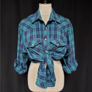 Vintage Wrangler Plaid Western Shirt M/L